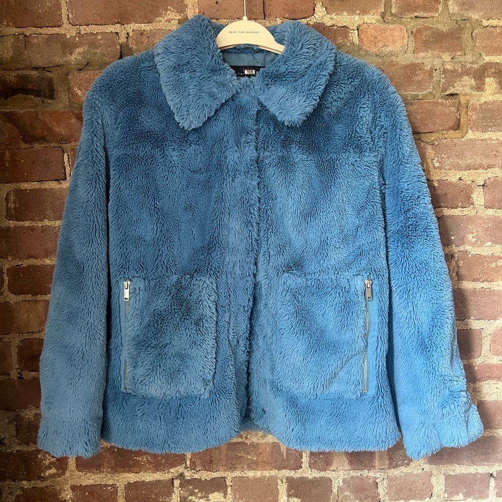 Blue Fuzzy Trina Turk Jacket from Rent the Runway